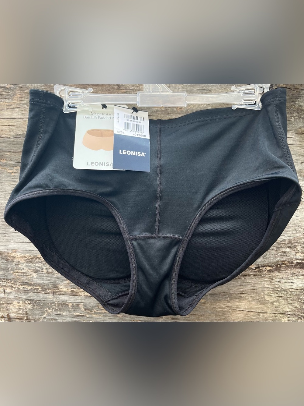 Leonisa Padded Brief Panties Black M Removable Padding Butt Lift Style 012688